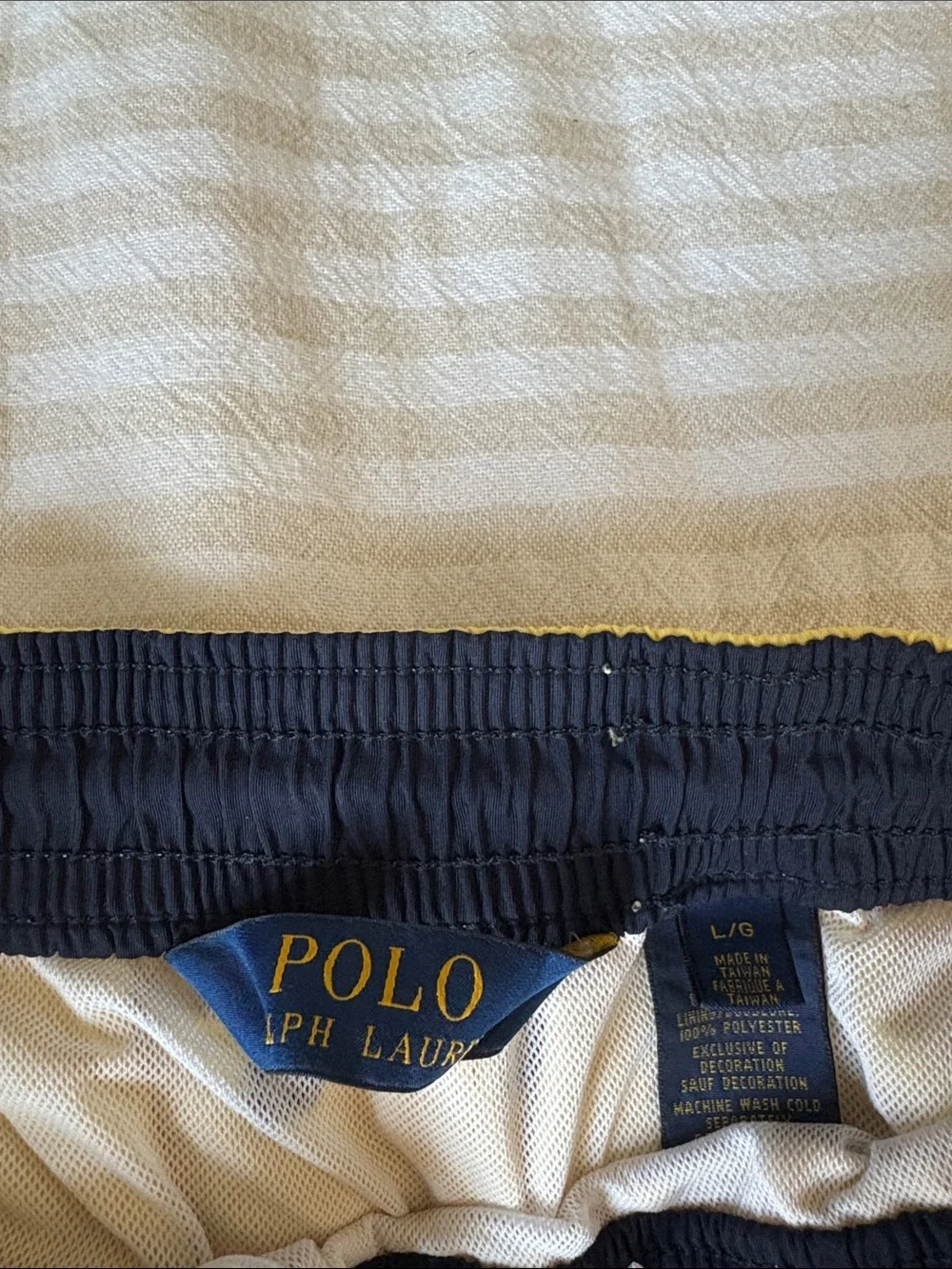 Polo by Ralph Lauren Yellow Men's Swim Trunks with Navy Logo